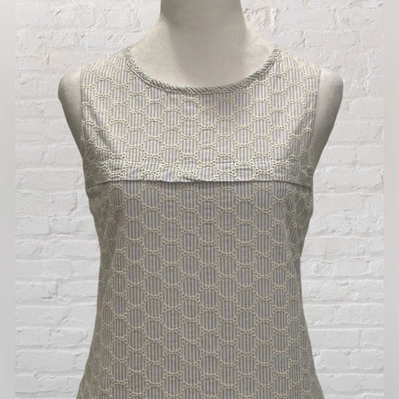 J. Crew Sear Sucker and Eyelet Shift Dress, Size 2 Preppy Nautical Cottagecore - Picture 4 of 9